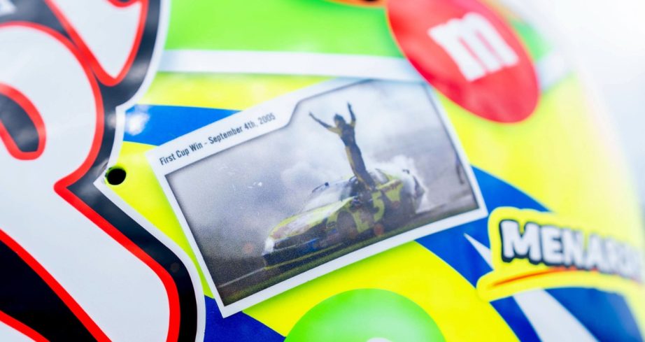 Close up view of a photo from Kyle Busch winning his first Cup Series race.