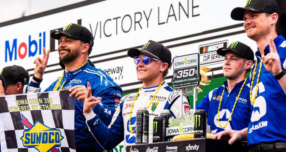Ty GIbbs celebrates win in Victory Lane.
