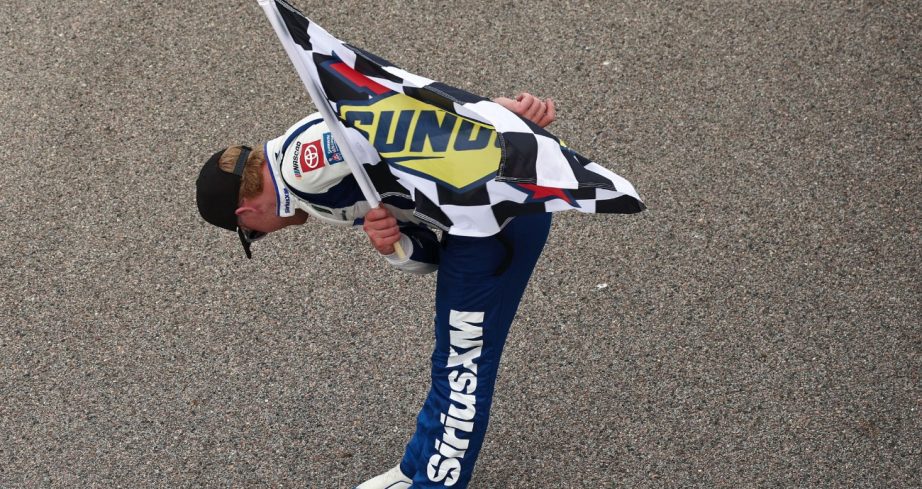 Ty Gibbs does a bow after winning Iowa.