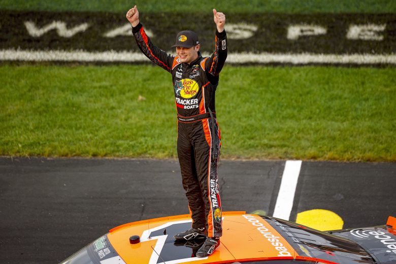 Carson Kvapil celebrates.