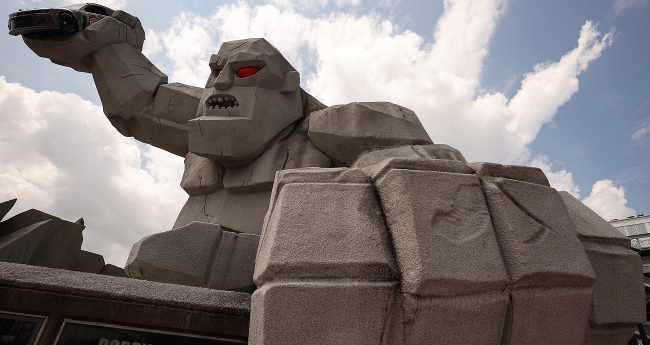 Miles the Monster shown close-up in 2025 at Dover Motor Speedway.