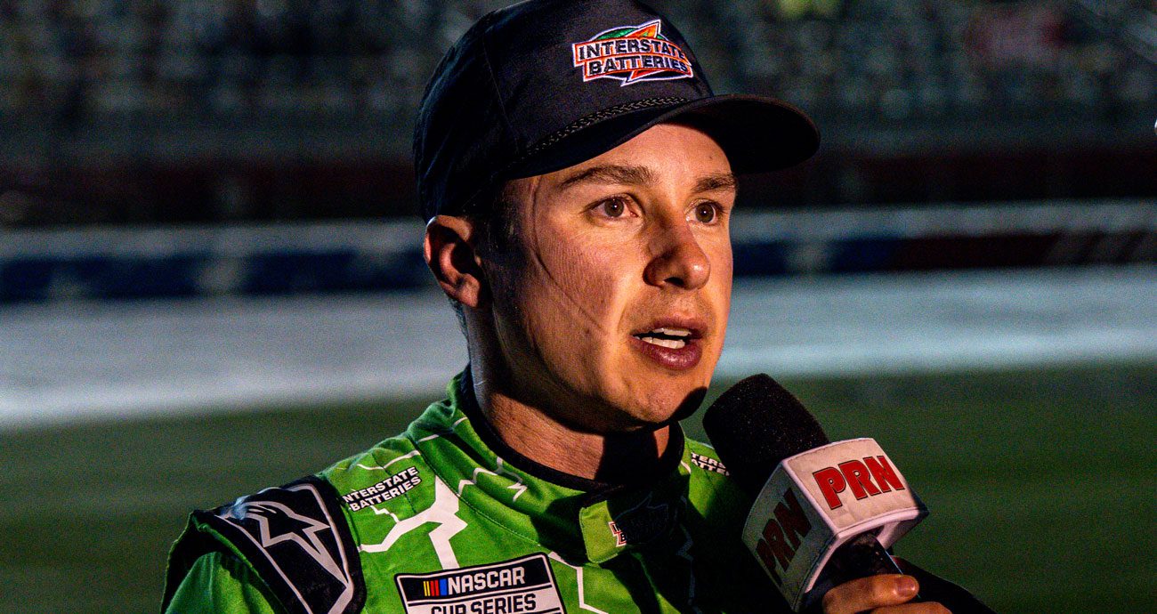 Christopher Bell speaks at Charlotte after a second-place finish.