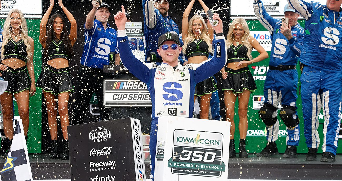 ty gibbs wins the cup series race at iowa