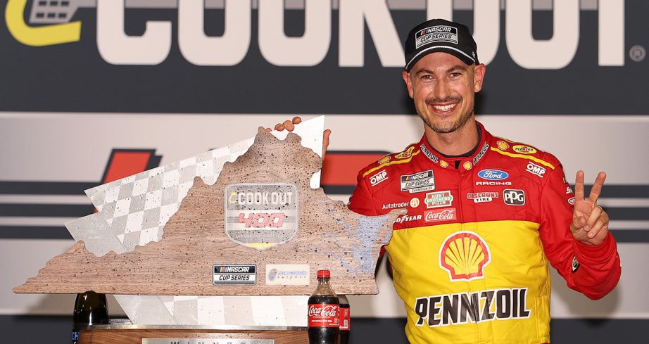 joey logano wins the cup series race at richmond