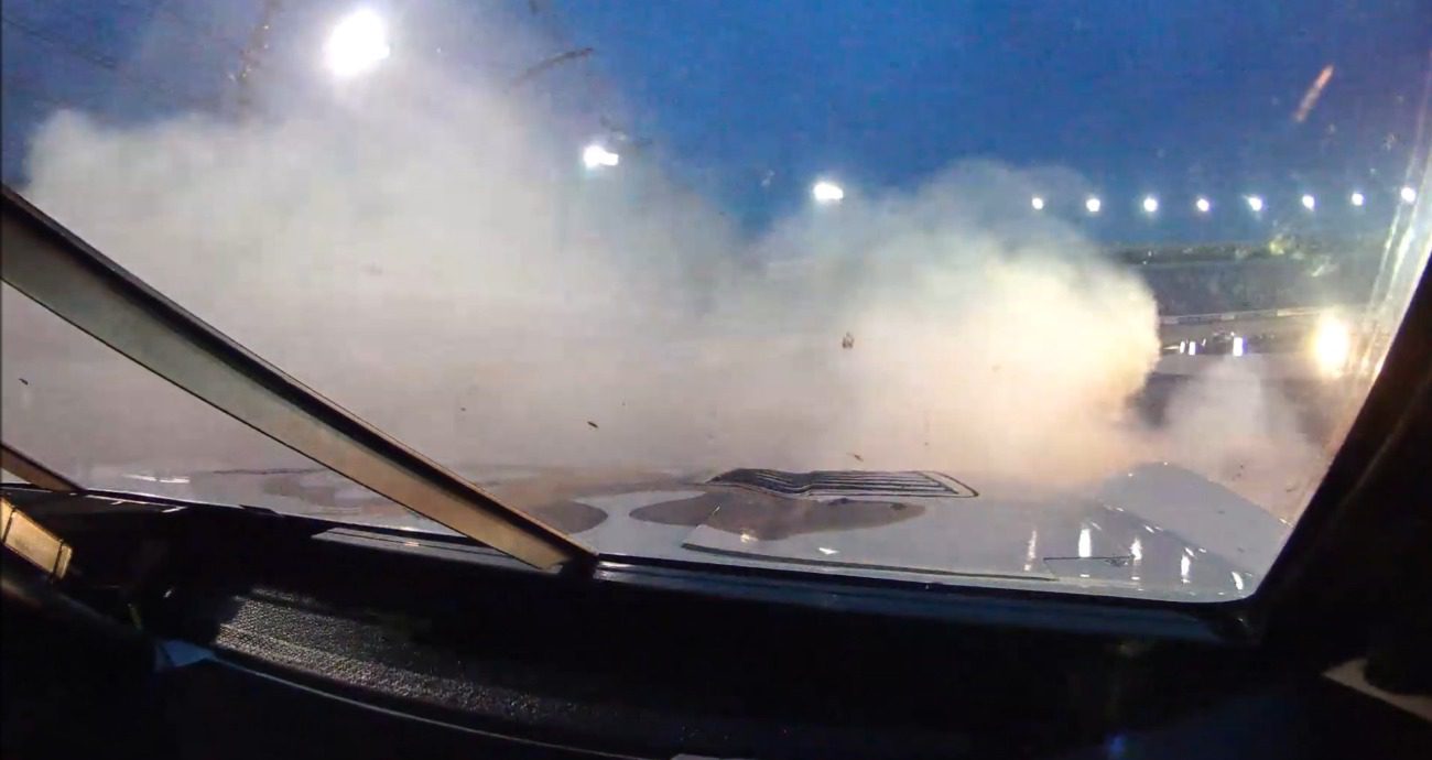 In-car camera: Zane Smith spins into the wall