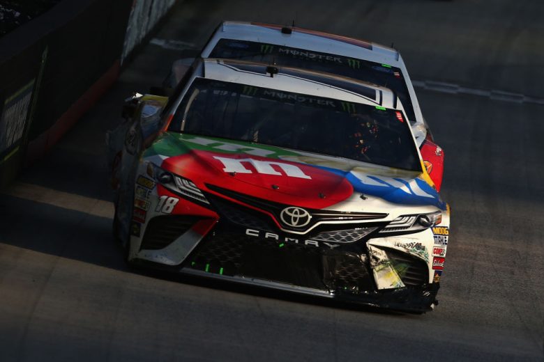 Kyle Busch drives the No. 18 Toyota at Bristol Motor Speedway.