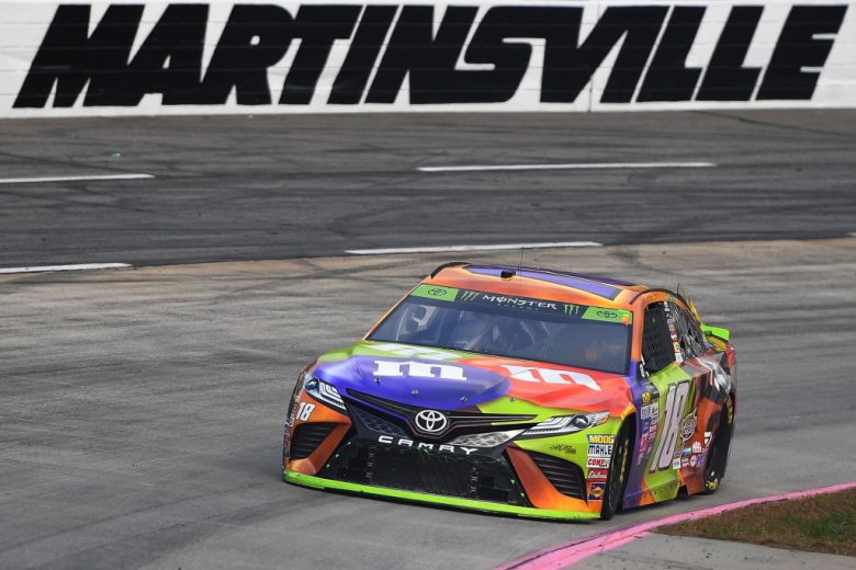 Kyle Busch drives the No. 18 Joe Gibbs Racing Toyota at Martinsville Speedway.