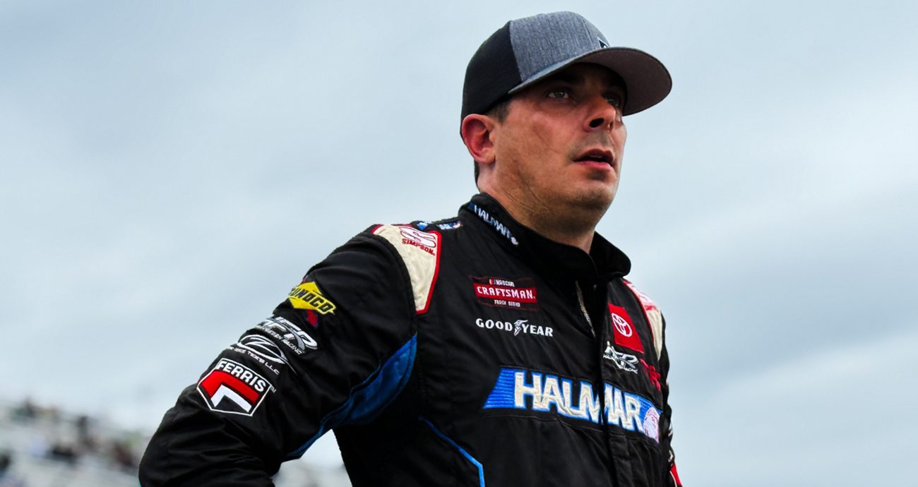 Stewart Friesen looks on