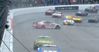 Promo Image for Hocevar spins before green at wet New Hampshire
