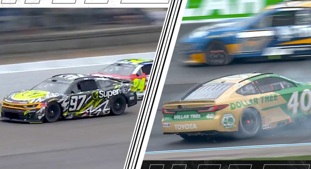 SVG surges to lead, Nemechek spins under green