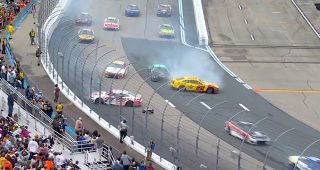 Promo Image for Hocevar, Logano spin in Lap 84 tangle