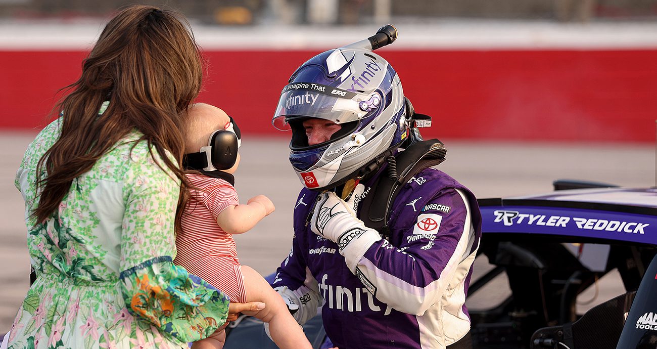 tyler reddick celebrates with