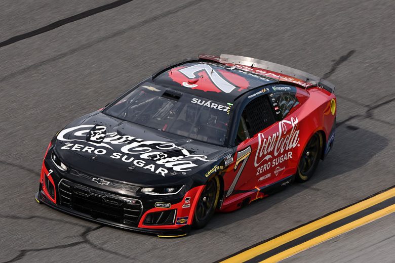 Daniel Suárez drives at Daytona.