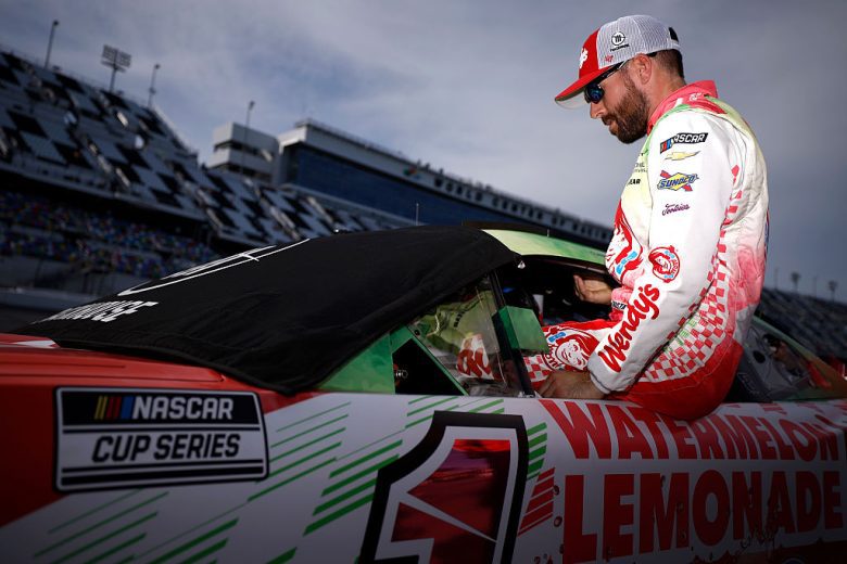 Ross Chastain enters his car.