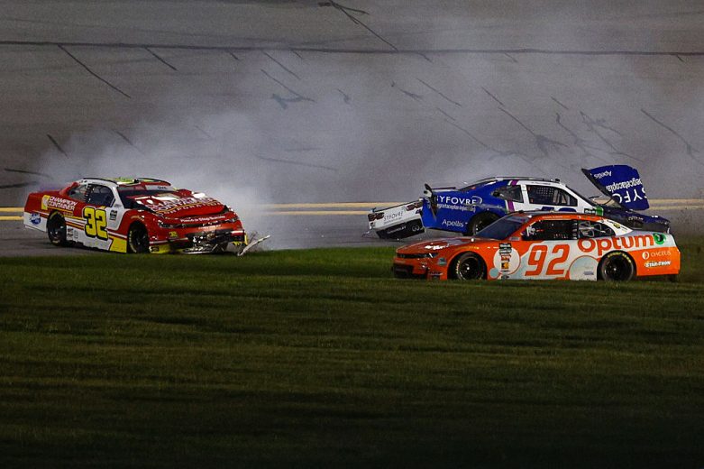 Multiple drivers wreck at Daytona.