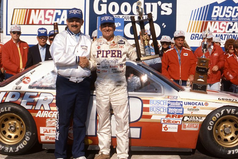 Bobby Allison celebrates in Victory Lane at Daytona.