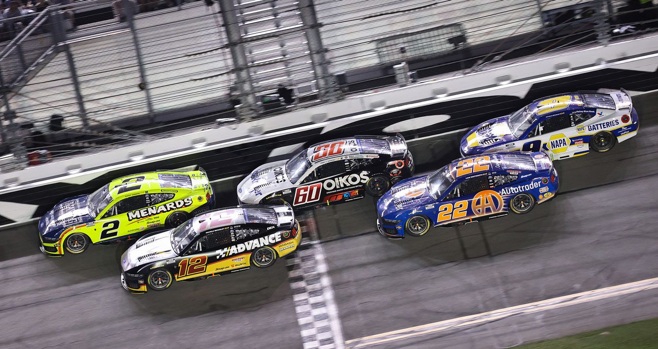 Austin Cindric and Ryan Blaney lead at Daytona.