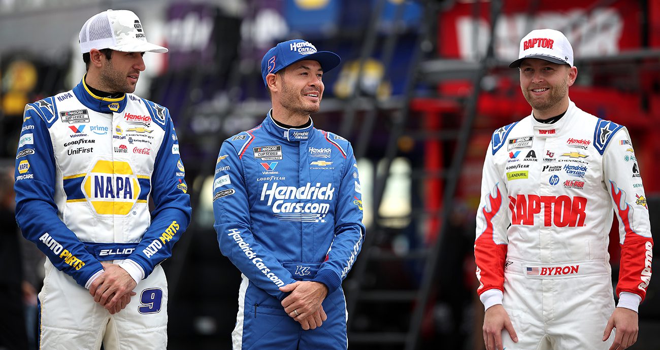 Chase Elliott, Kyle Larson and William Byron
