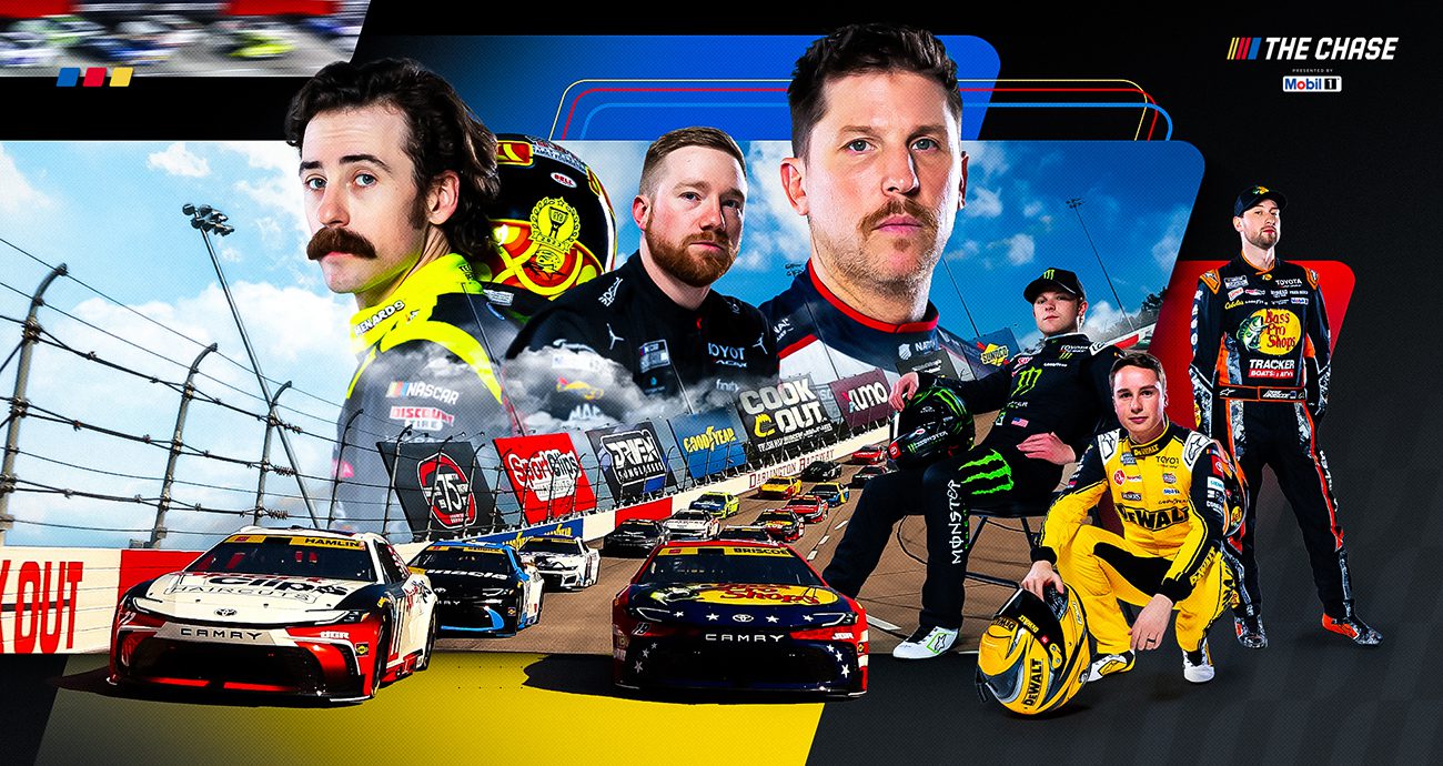 A tune in graphic for the Darlington Raceway Chase opener in the NASCAR Cup Series.