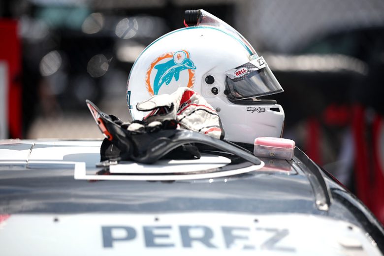 A general view of Brad Perez's helmet.
