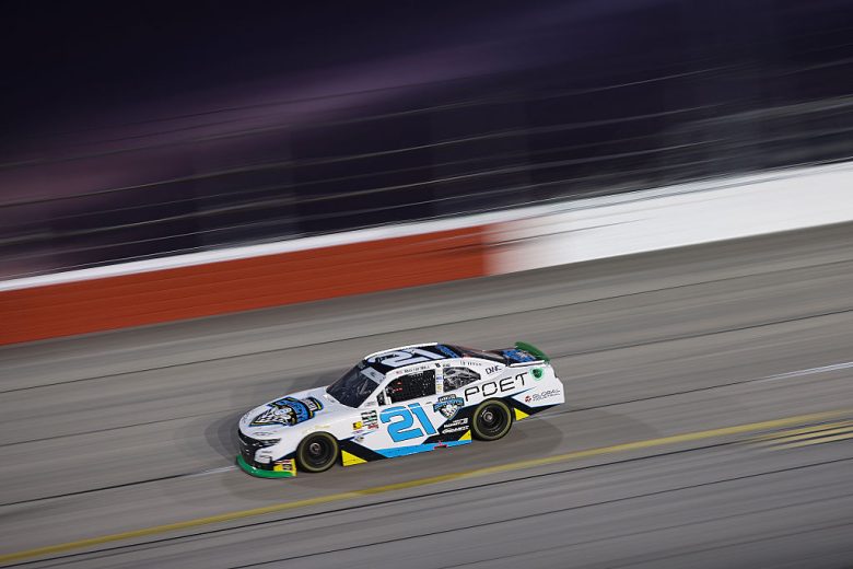 Austin Hill drives at Darlington.