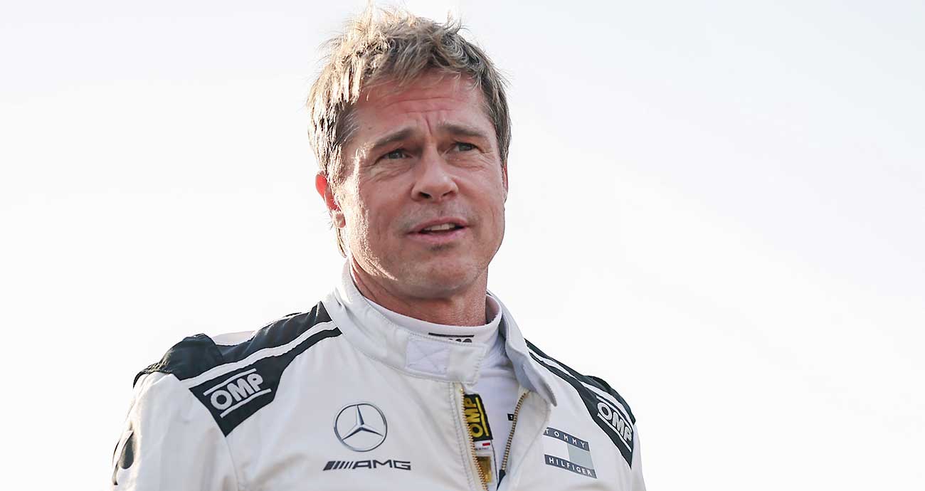 Brad Pitt on the grid during the F1 Grand Prix of Abu Dhabi at Yas Marina Circuit
