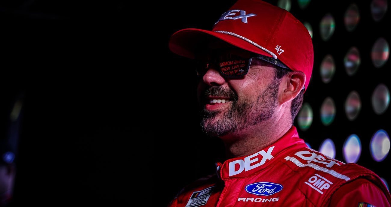 Josh Berry stands during driver introductions before a NASCAR Cup Series race.