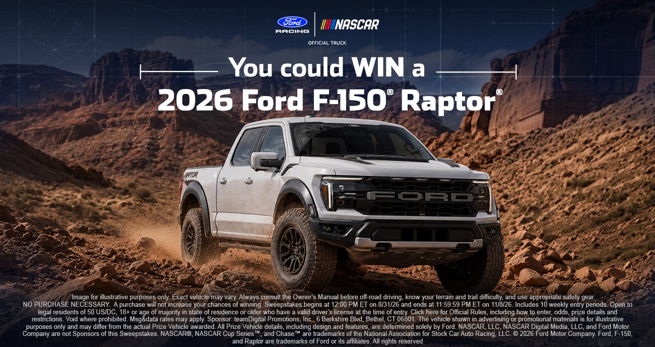 Sweepstakes graphic for 2026 Ford F-150 Raptor.