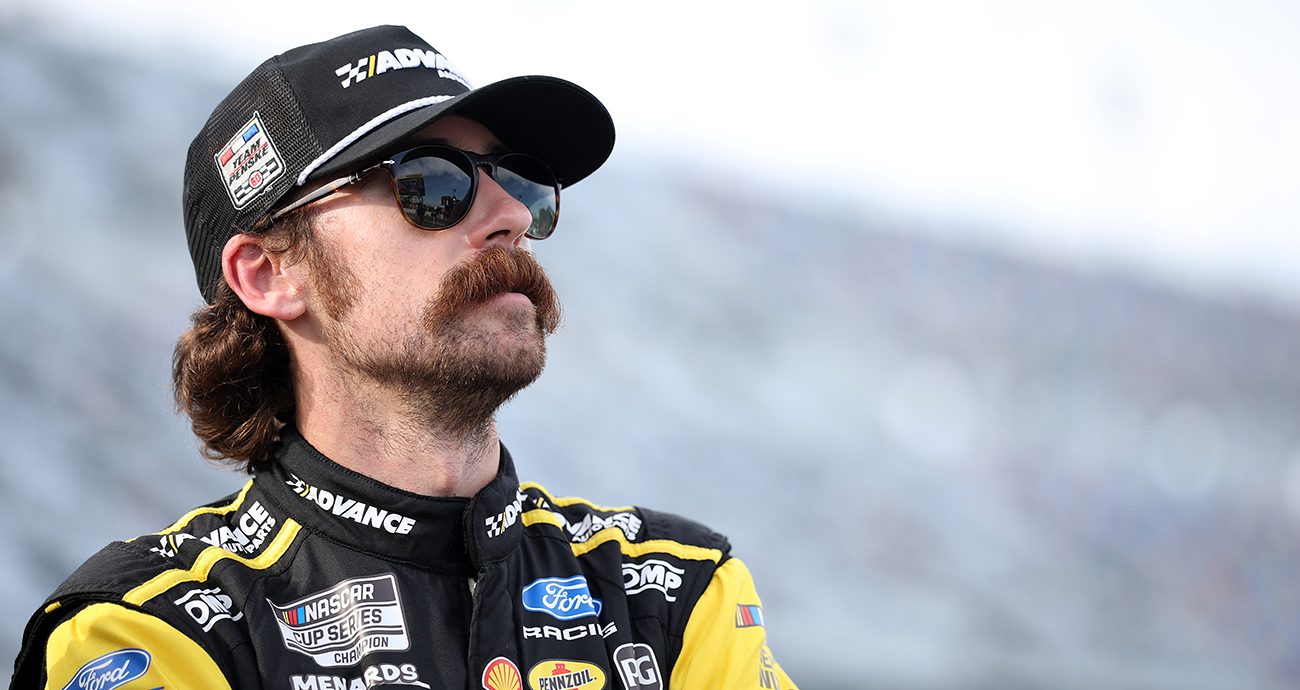 ryan blaney looks on and upward