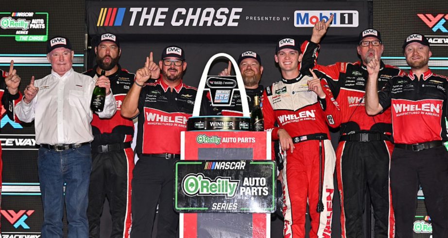Jesse Love celebrates in Victory Lane at Gateway.