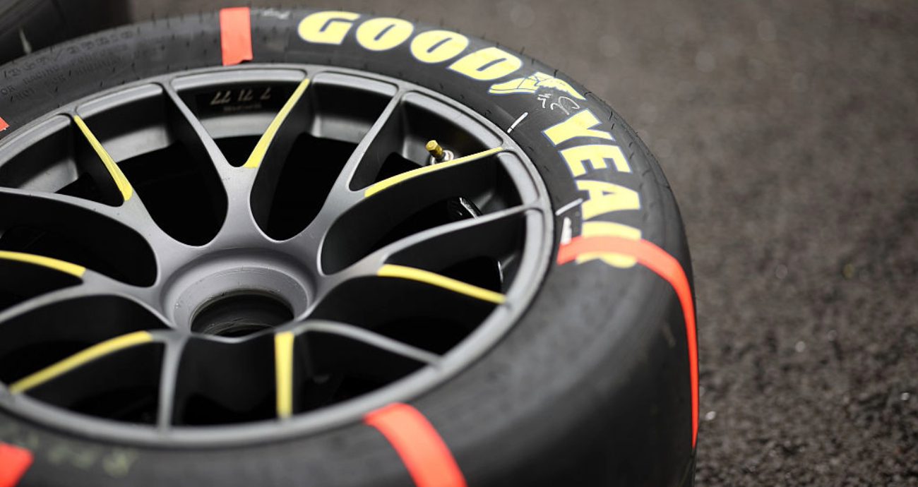 A general view of a Goodyear tire.