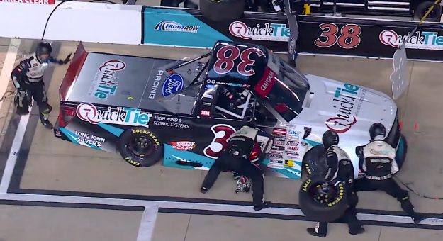 Chandler Smith pits late with right-front vibration