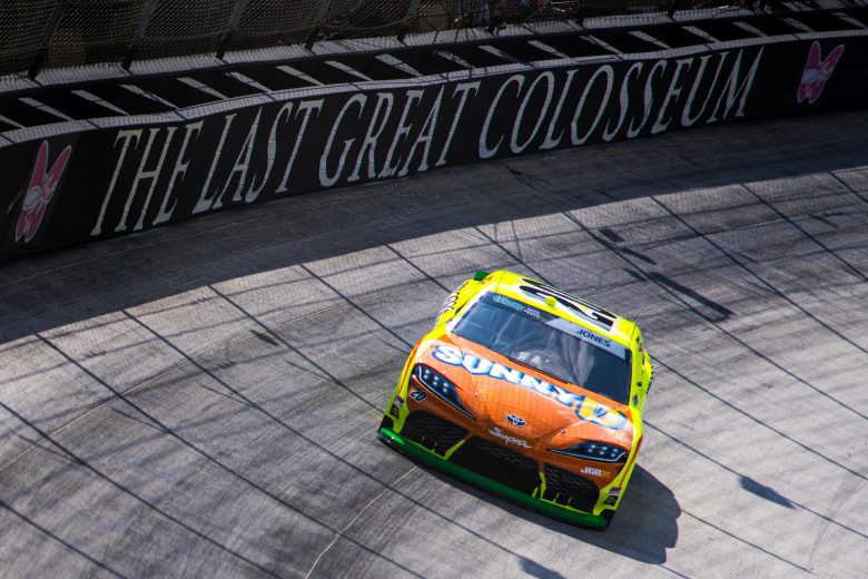 Brandon Jones drives at Bristol.