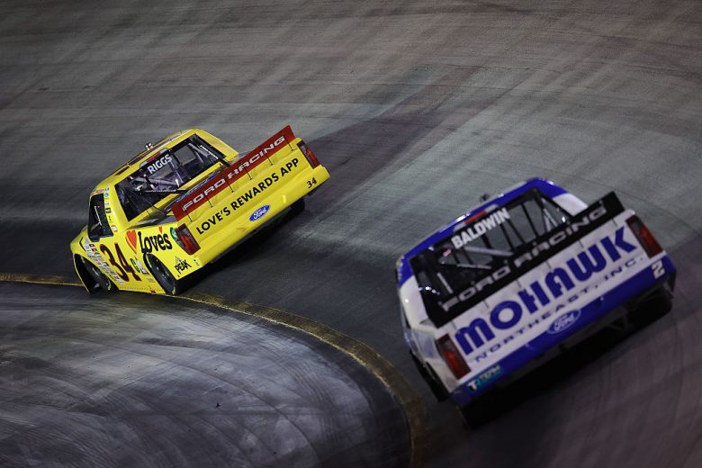 Layne Riggs and Luke Baldwin drive at Bristol.