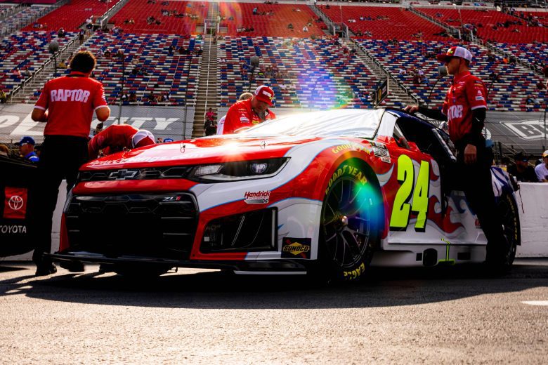 William Byron's car sits on the grid at Bristol.