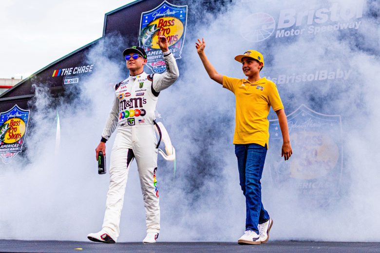 Ty Gibbs and Brexton Busch wave to fans.