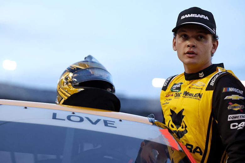 Jesse Love enters his car at Bristol.