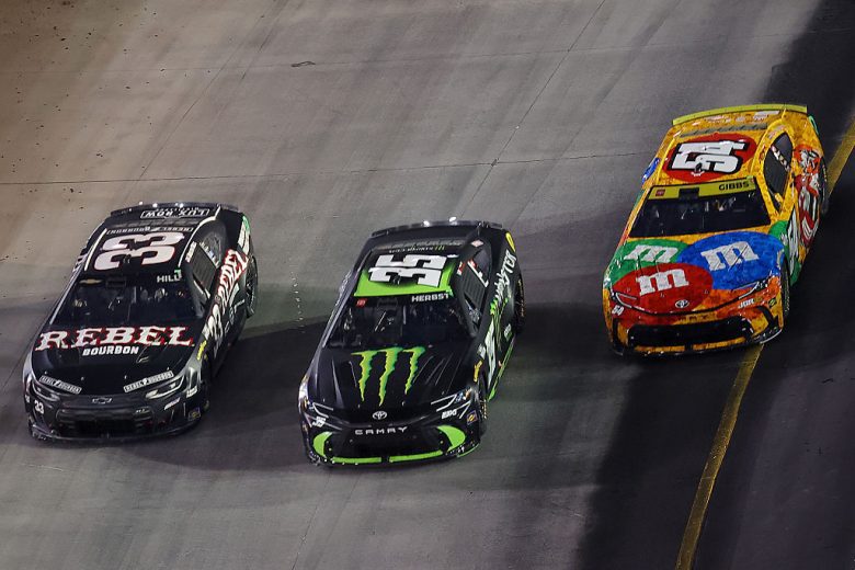 Austin Hill, Riley Herbst and Ty Gibbs drive at Bristol.