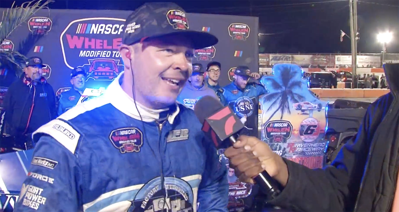 Patrick Emerling's Victory Lane interview at Riverhead Raceway ...