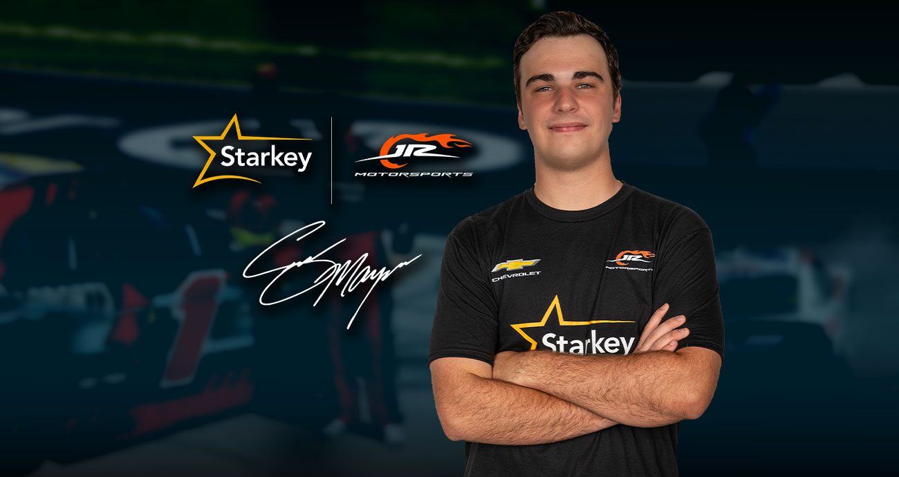 A graphic featuring JR Motorsports driver Sam Mayer