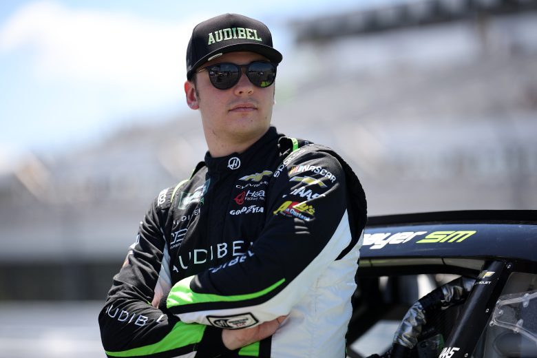 Sam Mayer looks on during O'Reilly Auto Parts Series qualifying at Pocono Raceway