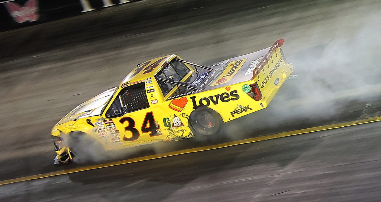 Layne Riggs in the Craftsman Truck Series Chase at Bristol.