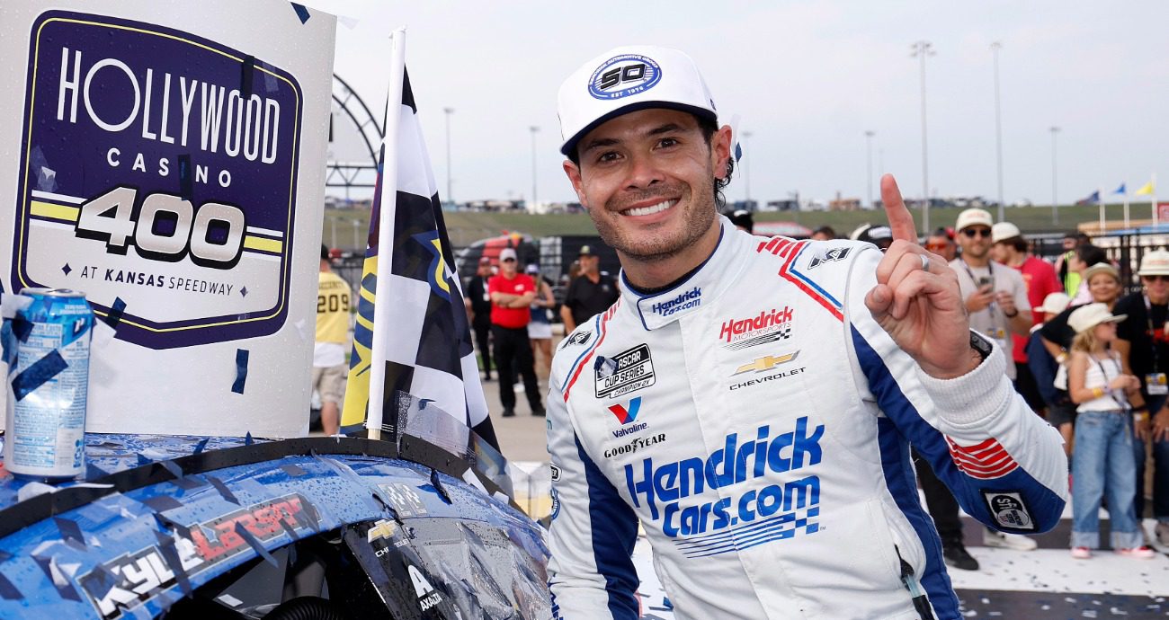 Promo Image for Larson honored to tie Cup champs Busch, MTJ in wins
