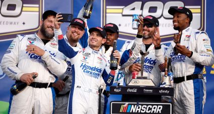 Photos: Kyle Larson celebrates 2026 Kansas Chase win