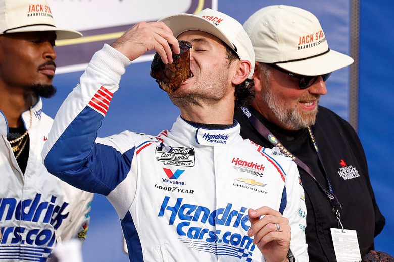 Kyle Larson eats barbecue.