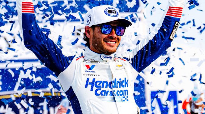 Featured Image for Larson dominates Kansas, earns second victory of 2026 Cup Chase with late pass