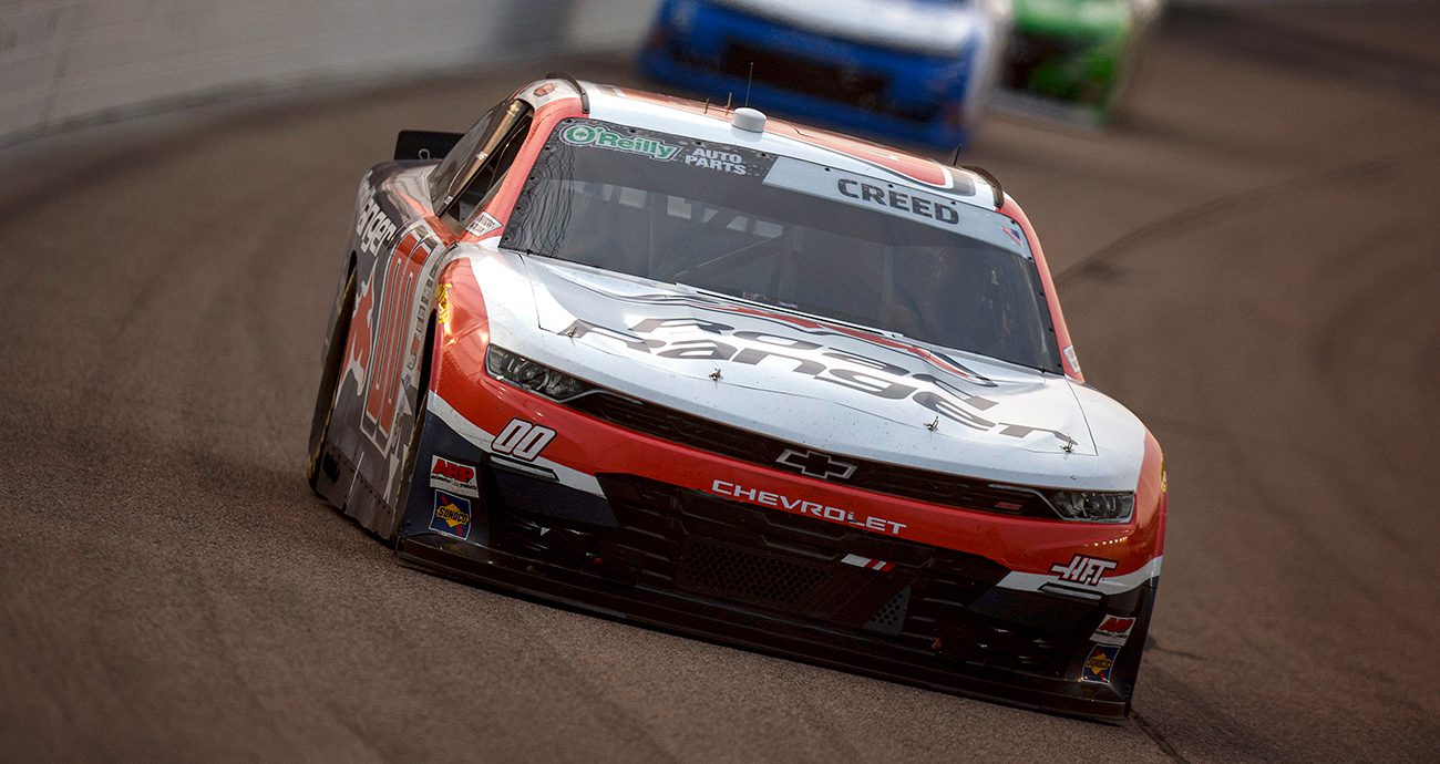 Sheldon Creed of Haas Factory Team at Iowa Speedway in the O'Reilly Auto Parts Series. 
