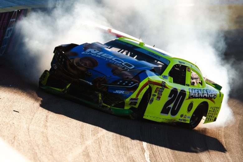 Brandon Jones' wrecked car at Las Vegas.