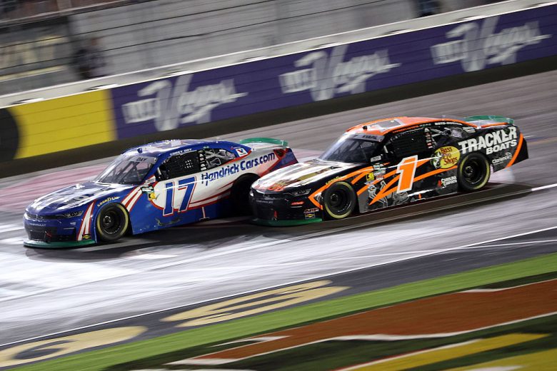 Corey Day and Carson Kvapil race at Las Vegas.