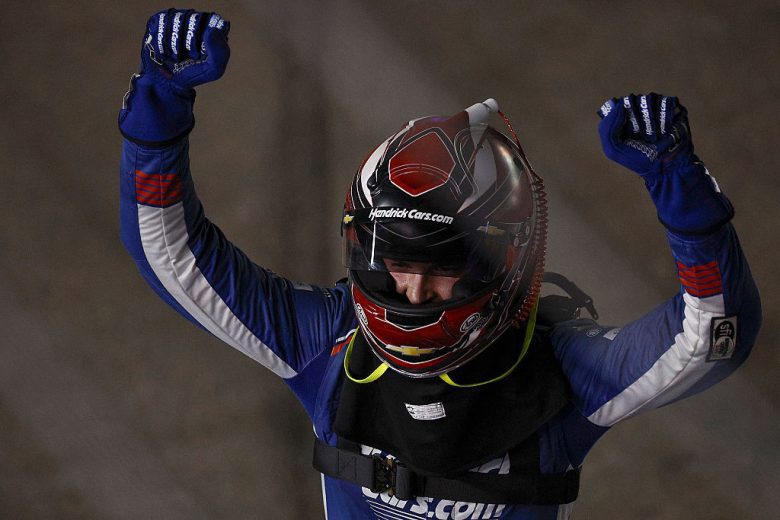 Corey Day celebrates after winning at Las Vegas.